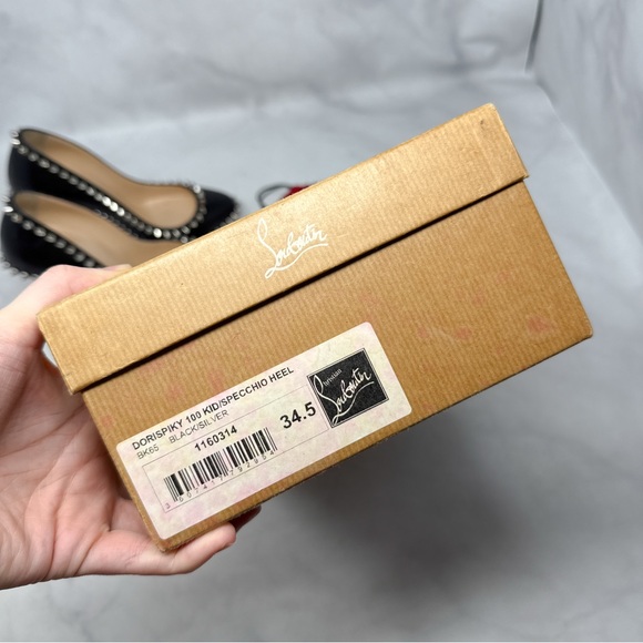 Christian Louboutin Dorispiky 100 Spike Studded Stiletto Pumps Heels Black 34.5 - Picture 13 of 16